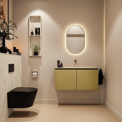 MONDIAZ TURE-DLUX Meuble WC 100 cm Oro. EDEN lavabo Ostra position milieu. Sans trou de robinet.