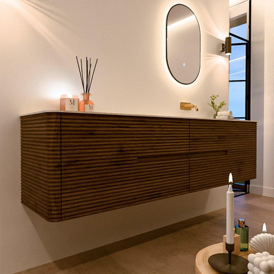 Mondiaz CIRO-DLUX Badkamermeubelset - 190x45x50cm - Solid surface wastafel Ostra - 1 wasbak Rechts - zonder kraangaten - 4 lades - Dusk