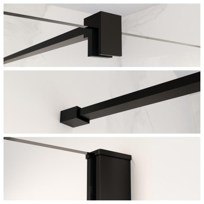 FugaFlow Eccelente Vetro profielset 200cm + stabilisatiestang 120cm mat zwart -