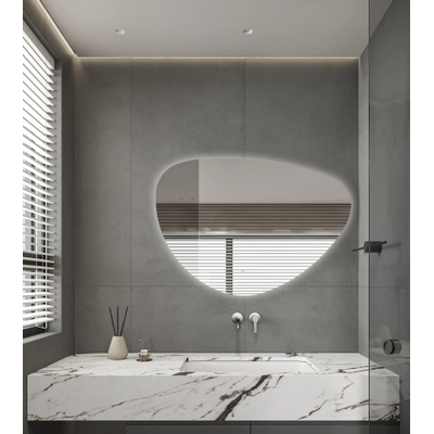 Saniclass Organic Sim miroir – forme organique – 120 x 80 cm – LED indirecte tout autour – chauffage de miroir