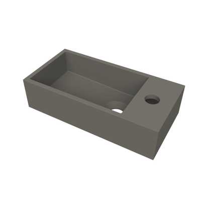Arcqua Flair fontein - 36x18x9cm - cast marble - 1 kraangat - rechts - mat quartz grijs
