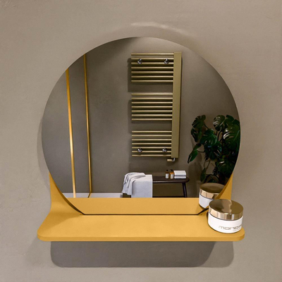 Mondiaz SPOT spiegel – Ø40 cm – met planchet – Ocher (geel)