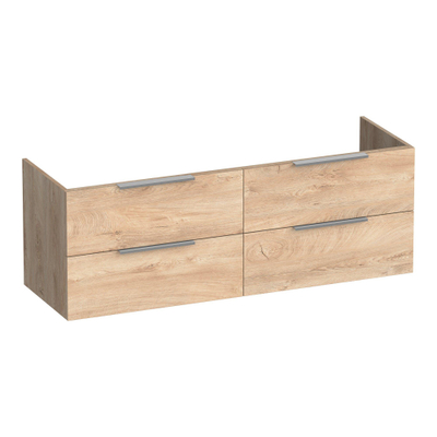 BRAUER Elevate meuble sous-lavabo 140 sans poignées rapportées 4 tiroirs softclose et 2 découpes pour siphon - Forest Wheat