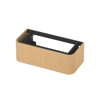 INK Concept R Wastafelonderkast - 100x45x35cm - 1 lade - opliggende grepen - gefreesd - afgeronde hoeken - MDF - light veneer