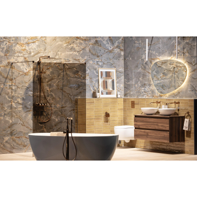 Abk imoker Signoria Carreau de sol et de mur - 60x120cm - rectifié - imitation marbre - brillant Roma Imperiale (gris)