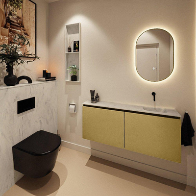 MONDIAZ TURE-DLUX meuble WC 120 cm Oro. EDEN vasque Opalo position droite. Sans trou de robinet.