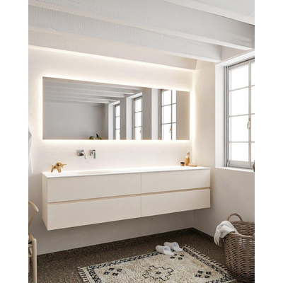 Mondiaz VICA ensemble de meuble de salle de bain - 200cm - meuble sous-vasque lin - 4 tiroirs - lavabo lune gauche - sans trou de robinet - version XL 60cm haut