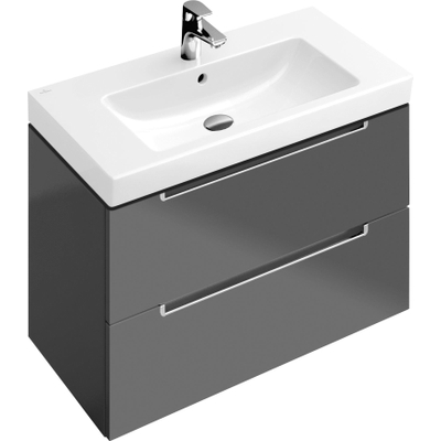 Villeroy & Boch Subway 2.0 Meuble sous lavabo 78.7x44.9x52cm avec 2 tiroirs pour lavabo 7175 80cm Gris