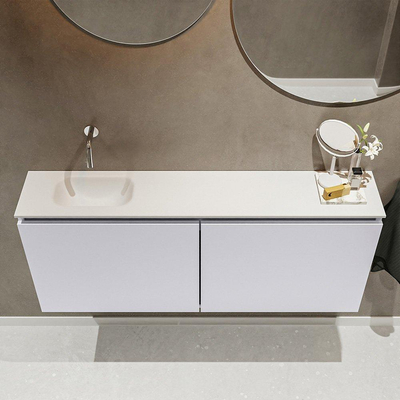 MONDIAZ TURE Toiletmeubel 120x23x50cm met 0 kraangaten 2 deuren cale mat Wastafel Eden links Solid Surface Wit