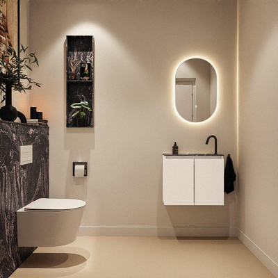 MONDIAZ TURE-DLUX Meuble WC 60 cm Talc. EDEN lavabo Lava position droite. Avec 1 trou de robinet.