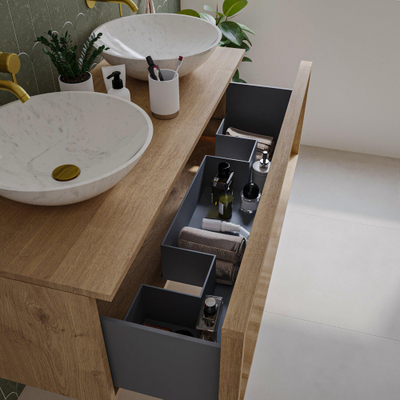 Saniclass Holz Framse Meuble sous lavabo de salle de bains - 120x45x40cm - 1 tiroir - Chêne naturel