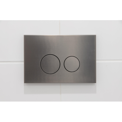 QeramiQ Push Metal Bedieningsplaat - voor Geberit UP320 inbouwreservoir - dualflush - ronde knoppen - metaal gunmetal TWEEDEKANS