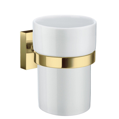 Smedbo House Bekerhouder - met glas - vierkant - messing/porselein -showroommodel - OUTLETSTORE