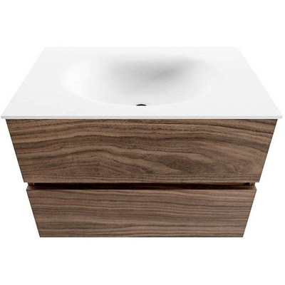 Mondiaz VICA meuble sous lavabo de salle de bains - 70cm - 2 tiroirs - lavabo Moon Talc - sans trou de robinet - Mocha