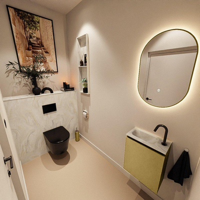 MONDIAZ TURE-DLUX 40cm toiletmeubel Oro. EDEN wastafel Ostra positie links. Met 1 kraangat.