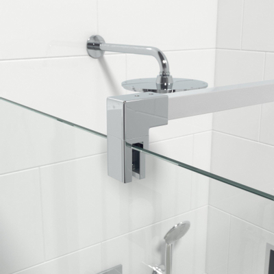 FugaFlow Eccelente Vetro Douche à l'italienne - 140x200cm - verre de sécurité - verre clair - bande mate - anti-calcaire - chrome