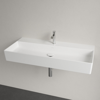 Villeroy & Boch memento 2.0 wastafel - voor handdoekhouders - 100x47cm - zonder overloop - 1 kraangat CeramicPlus - White Alpine (glans wit)