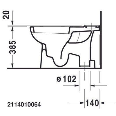 Duravit D-code Duoblokpot - diepspoel - met AO - 35.5x65cm - inclusief bevestiging - zonder reservoir - wit