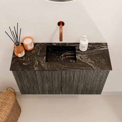 Mondiaz JOYA-DLUX 70cm toiletmeubel - kleur Shadow - Wastafel FAYE positie Midden Zonder kraangat kleur Lava.