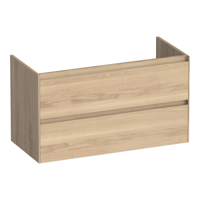 BRAUER Inspire meuble sous-lavabo 100 2 tiroirs softclose - sans poignées - 1 découpe pour siphon - chêne massif - lattes en chêne naturel