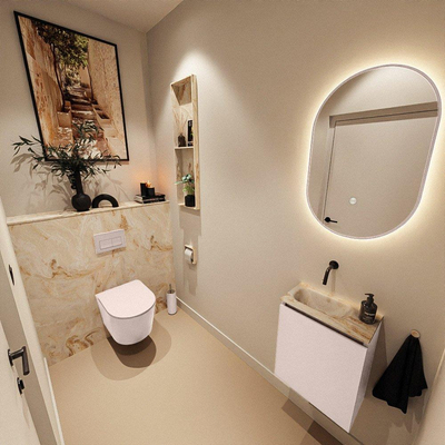 MONDIAZ TURE-DLUX 40cm toiletmeubel Rosee. EDEN wastafel Frappe positie links. Zonder kraangat.