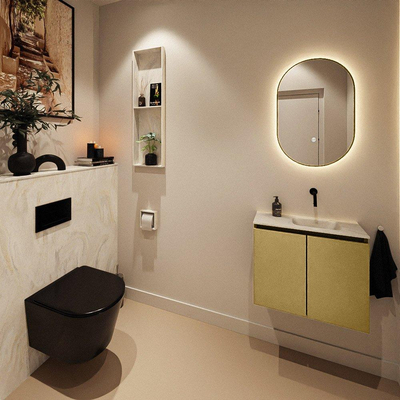 MONDIAZ TURE-DLUX Meuble WC 60cm Oro. Lavabo EDEN Ostra position droite. Sans trou de robinet.