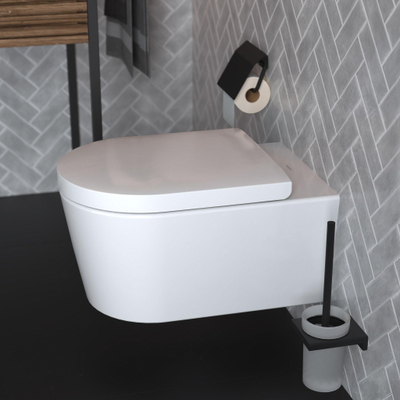 Hansgrohe AddStoris Q closetrolhouder - met klep - mat zwart
