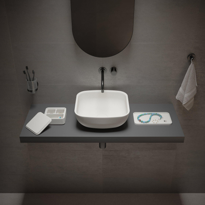 Ideavit Solidpool vasque à poser - 35x35x13cm - Solid surface - Carré - Blanc mat