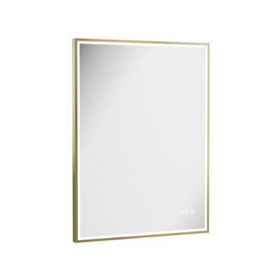 Crosswater MPRO spiegel met verlichting - 80x60cm - LED - verticaal/horizontaal - geborsteld messing (goud)