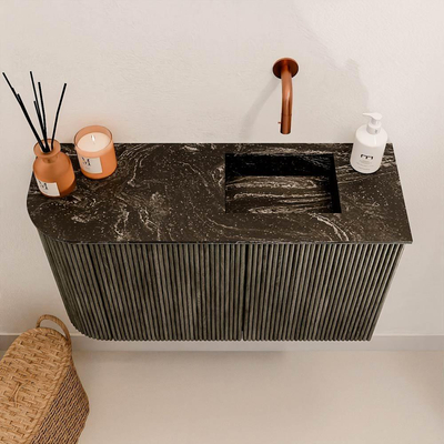 Mondiaz JOYA-DLUX 71.6cm toiletmeubel - ronding links kleur Shadow - Wastafel FAYE positie Rechts Zonder kraangat kleur Lava.