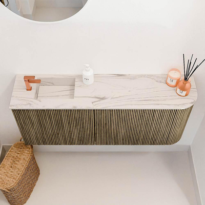 Mondiaz JOYA-DLUX 101.6cm toiletmeubel - ronding rechts kleur Dusk - Wastafel FAYE positie Links 1 kraangat kleur Nata.