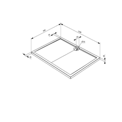 Allibert Slim douchebak 120x90cm rechthoek afvoer midden Wit