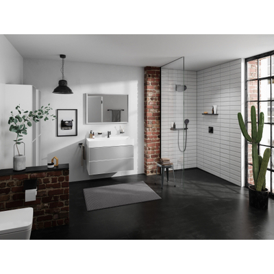 Hansgrohe Xevolos E Armoire haute - 176x40x37cm - 2 portes - façade metallic white - push to open - charnière à gauche - matt white