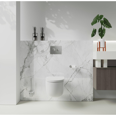 Fortifura Calvi toiletborstelhouder rond - PVD - geborsteld RVS