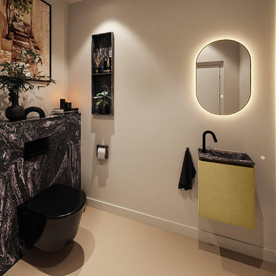 MONDIAZ TURE-DLUX meuble de toilettes 40 cm Oro. Lavabo EDEN Lava position à droite. Avec 1 trou de robinet.