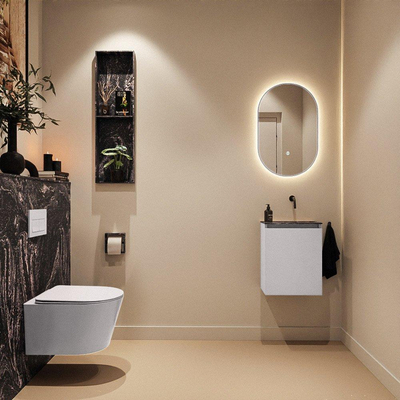 MONDIAZ TURE-DLUX 40cm toiletmeubel Cale. EDEN wastafel Lava positie rechts. Zonder kraangat.