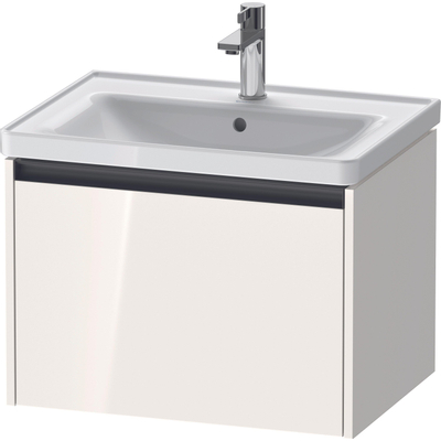 Duravit Ketho 2 meuble bas sous lavabo avec 1 tiroir 63.4x45.5x44cm avec poignée anthracite blanc brillant
