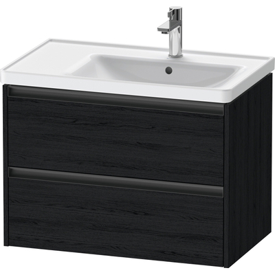 Duravit Ketho.2 Wastafelonderbouwkast - met 2 laden - voor waskom rechts - 78.4x45.5x54.9cm - met grepen antraciet - eiken zwart mat
