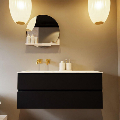 Mondiaz VICA-DLUX Ensemble de meuble de salle de bain - 120cm - meuble sous-vasque urban - 2 tiroirs - lavabo encastré cloud gauche - sans trous de robinet - version haute de 60cm - ostra