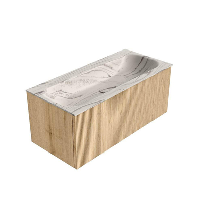 MONDIAZ KURVE-DLUX 100cm badmeubel kleur Oak met 1 lade en 0 deuren. Wastafel BIG MEDIUM Midden zonder kraangat Nata.