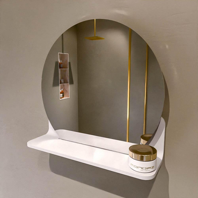 Mondiaz SPOT Badkamerspiegel - rond 40cm - spiegelplanchet - kleur Talc