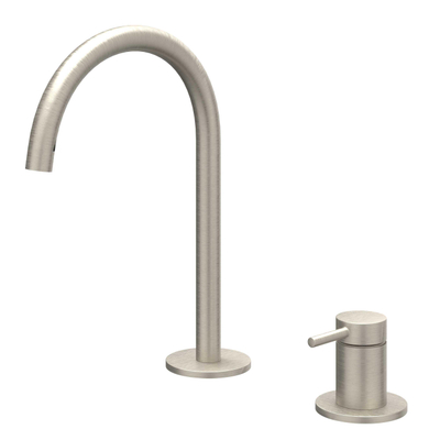 IVY Bond Mitigeur de lavabo - 2 trous - montage sur plage - bec - coldstart - Nickel brossé PVD