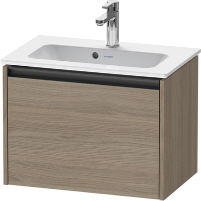 Duravit Ketho 2 meuble bas pour lavabo avec 1 tiroir 61x39x44cm avec poignée chêne anthracite terra mat
