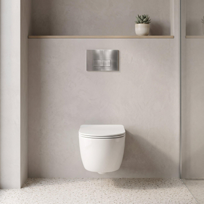 QeramiQ Dely Swirl Toiletset - 36.3x51.7cm - Geberit UP720 Duofix Sigma inbouwreservoir - slim zitting - bedieningsplaat steel - rechthoekige knoppen - glans wit