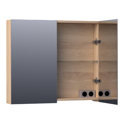 BRAUER Impress spiegelkast – 80x70x15 cm – 2 deuren, dubbelzijdige spiegeldeuren – Eiken naturel