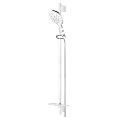 GROHE Rainshower Smartactive 150 Ensemble de douche glissante - 90cm - douchette ronde - 3 types de jet - flexible de douche lisse - avec porte-savon - chrome/blanc lunaire