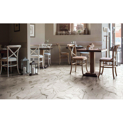 Terravito Fareno wand- en vloertegel - 21.6x25cm - 9mm - Zeshoek - Marmerlook - wit mat