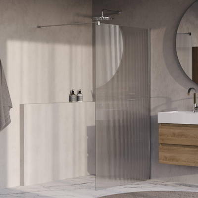BRAUER Oblivion Paroi de douche à l'italienne - 120x200cm - verre nervuré clair - revêtement de verre - chrome brillant