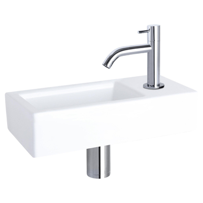 Differnz Ravo pack lave-mains – 38,5 x 18,5 x 9,5 cm – céramique blanc brillant – robinet courbé chromé