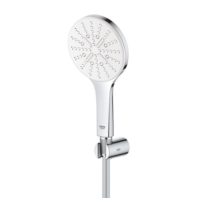 GROHE Rainshower SmartActive 130 Set de douchette - 3 types de jets - rond - avec support - flexible lisse - 150cm - chromé/moon white